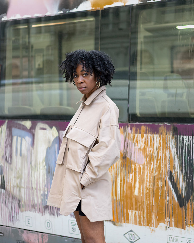 faded line faded muse blog ingrid emaga jojo camel soft jacket casual wear collection women sustainable clothing made ethically in barcelona