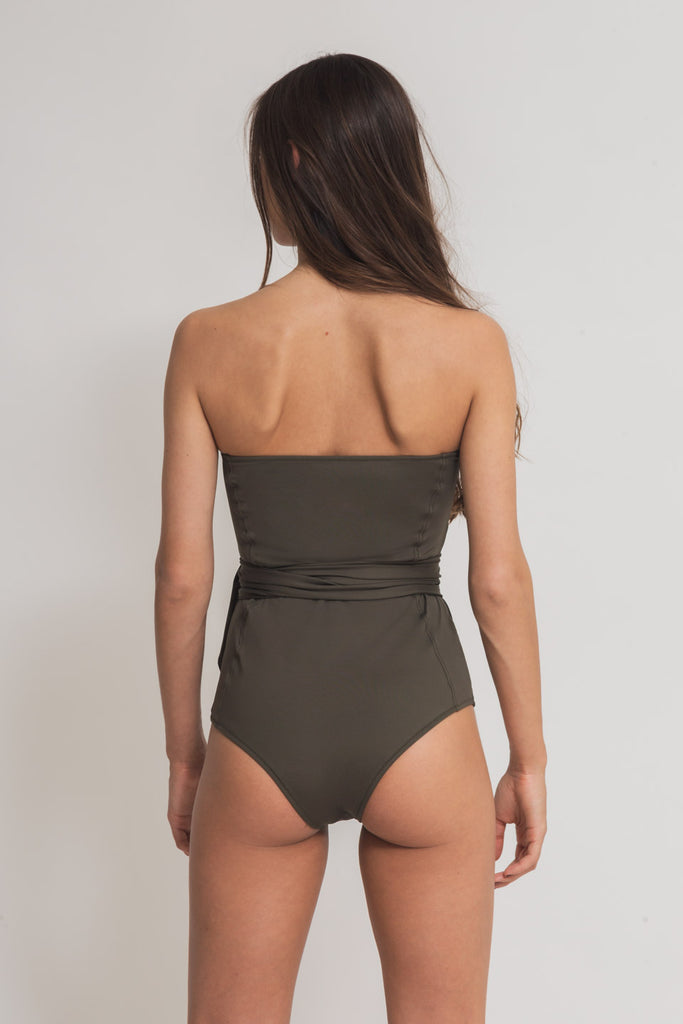 faded line cora one piece recycled polyamide kahki swimwear collection