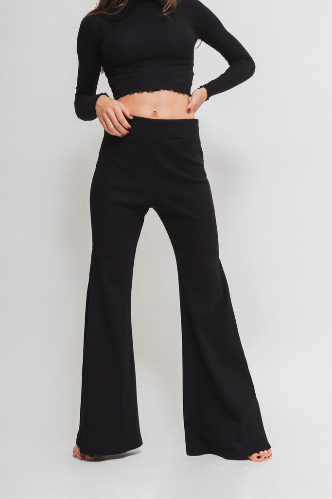 faded line pantalón algodón reciclado negro cintura mid rise