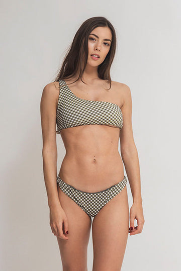 faded line amaya bikini reversible recycled polyamide khaki gingham swimwear collection