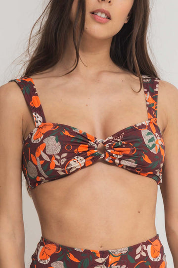faded line judith bikini top recycled polyamide wine print swimwear collection