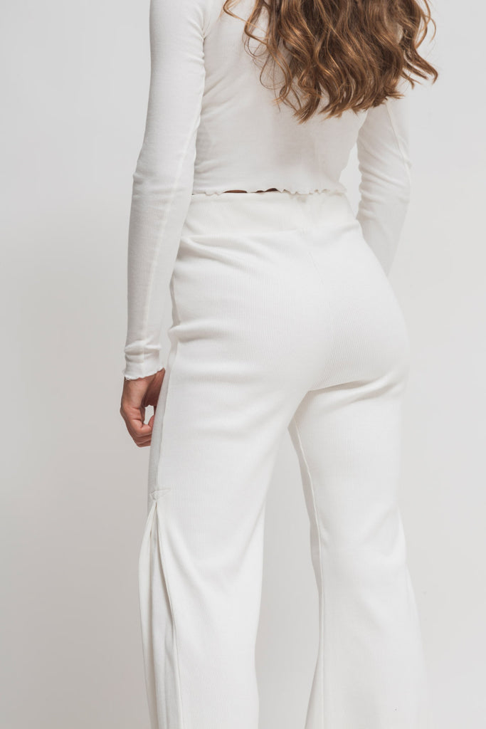 faded line pantalón blanco de algodón reciclado espalda